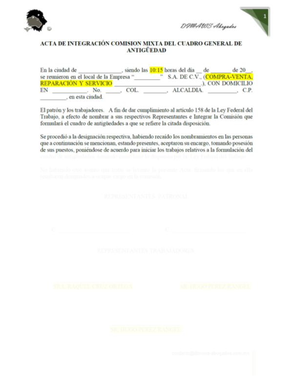 Acta de integración comisión mixta del cuadro general de antigüedades y escalafón - Image 2