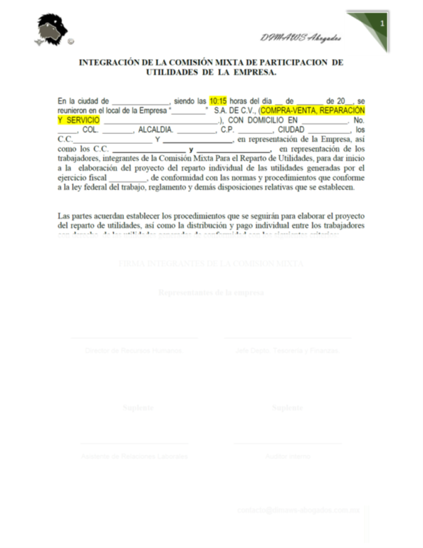 Acta de integración comisión mixta para el reparto de utilidades - Image 2